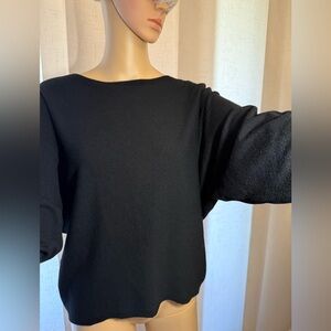 Vila Milano black viscose, pullover sweater. Bat wing style. Sz. S/M (22”X 25”)